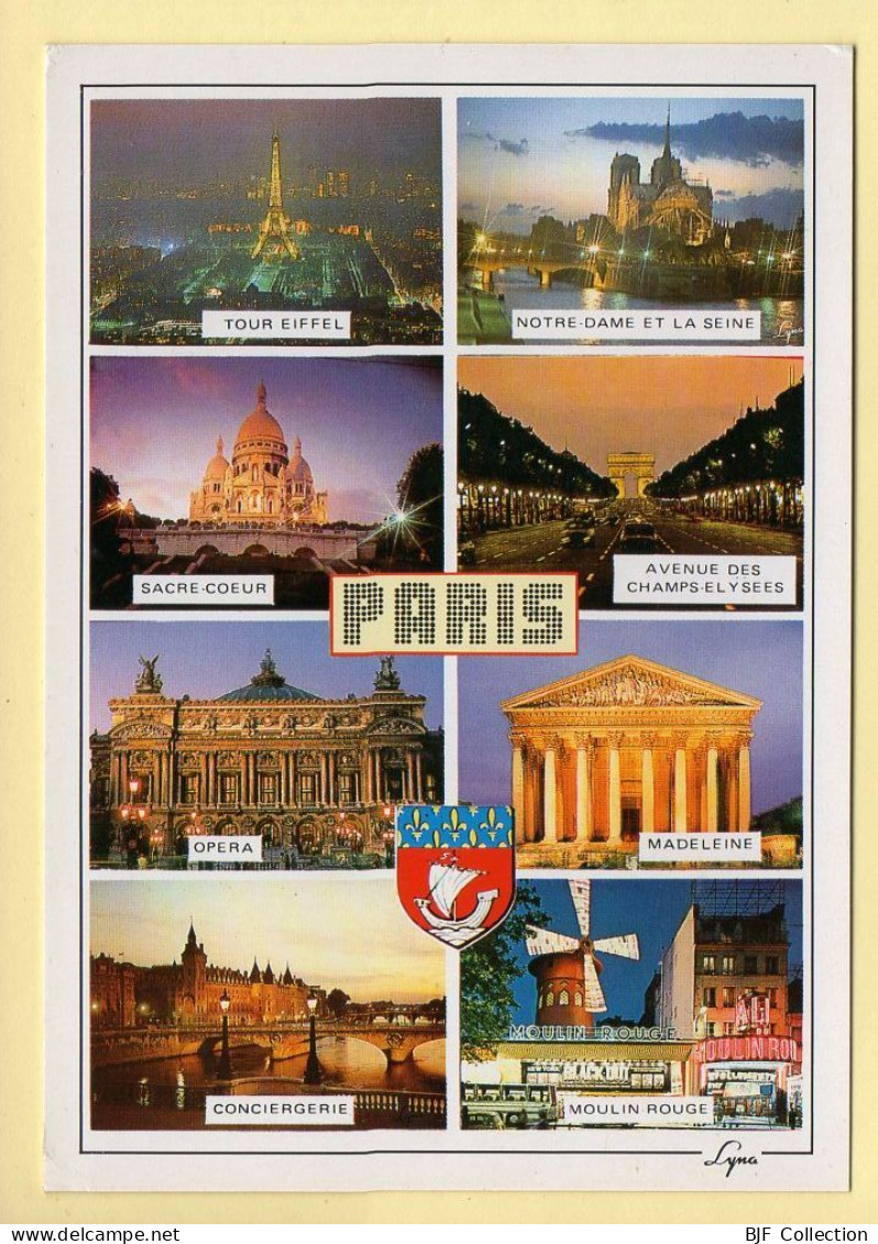 PARIS La Nuit : Multivues / Blason (voir Scan Recto/verso) - Parigi By Night