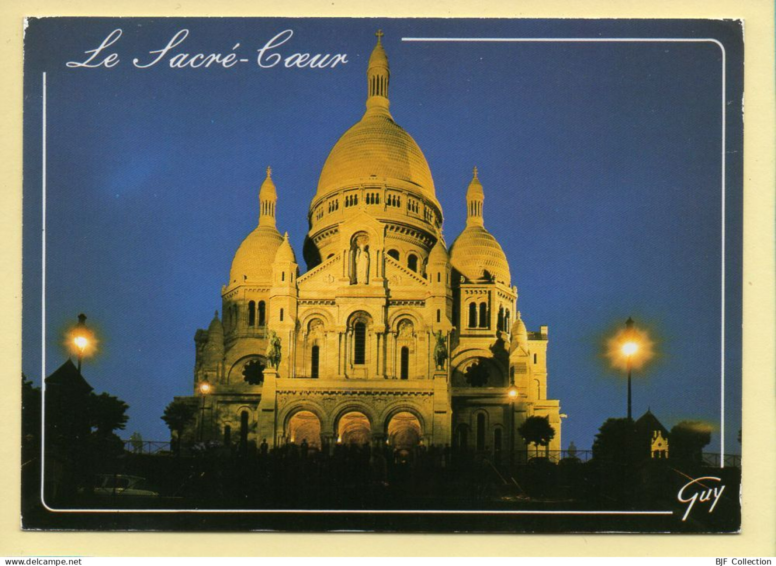 PARIS La Nuit : La Basilique Du Sacré-Cœur De Montmartre Illuminé (voir Scan Recto/verso) - Parigi By Night