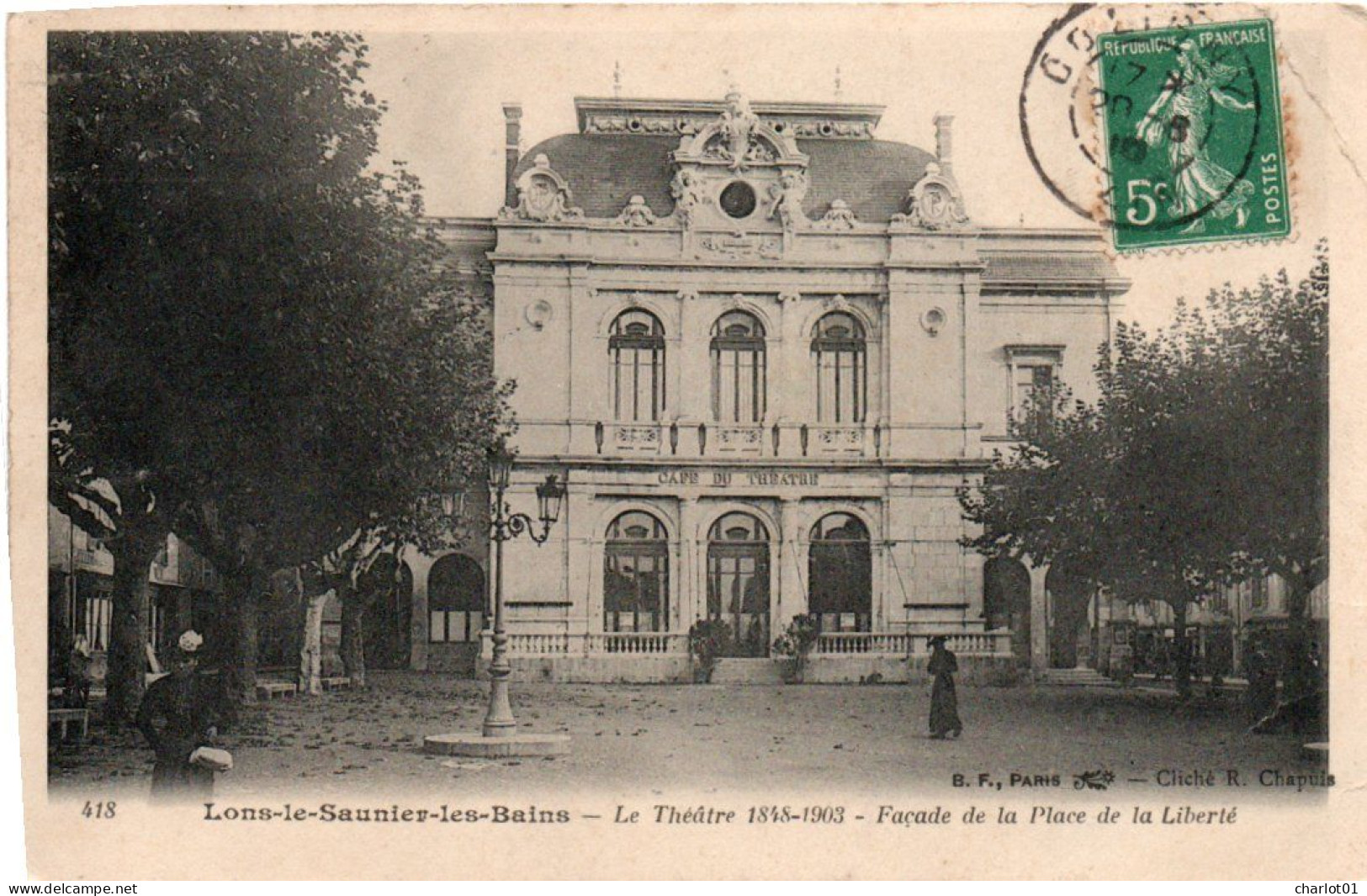 RE:Lons Le Saunier Le Théâtre ,  1848-1903 Façade De La Place De La Liberté  Correspondance  Ceyzériat - Lons Le Saunier