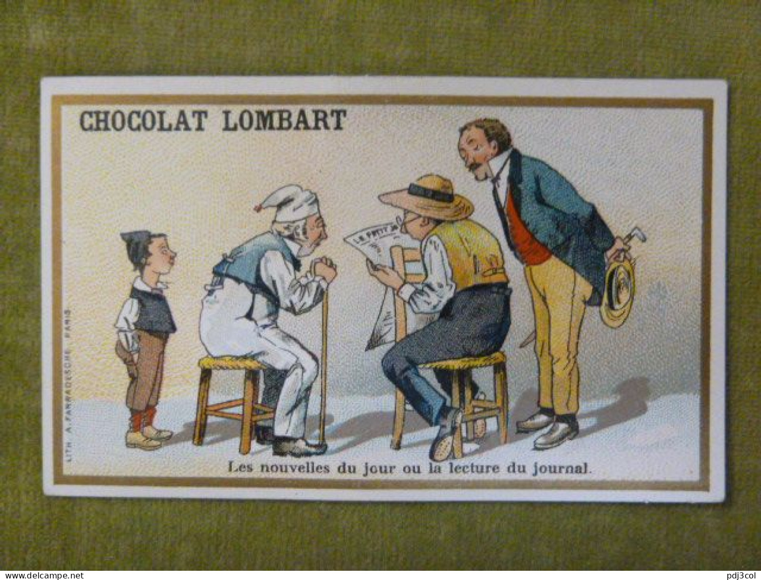 Les Nouvelles Du Jour Ou La Lecture Du Journal - Chocolat Lombart - Chromo Illustrée Humoristique - Lombart