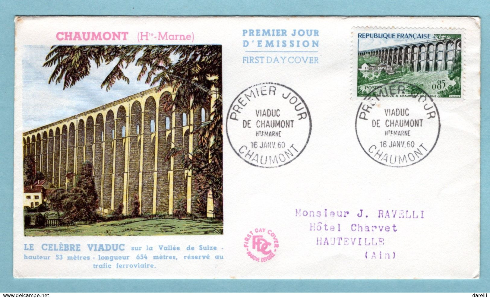 FDC France 1960 - Viaduc De Chaumont - YT 1240 - Chaumont - 1960-1969