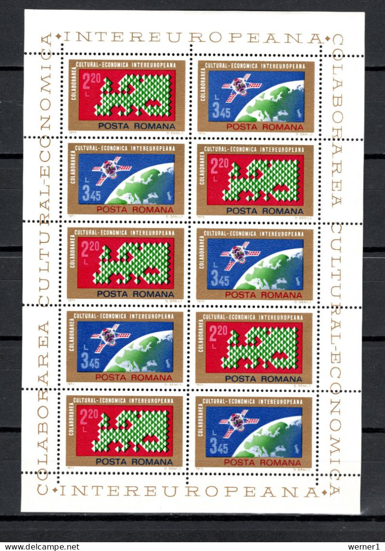 Romania 1974 Space, Intereuropa Sheetlet MNH - Europa