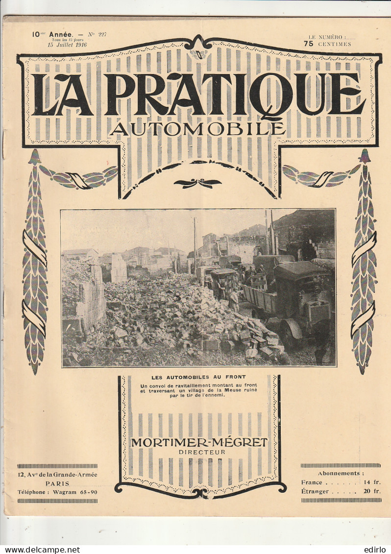 ***  REVUE ****  LA PRATIQUE AUTOMOBILE   1914 --   N° 227 -- 20 Pages Pub Et Articles - 1900 - 1949