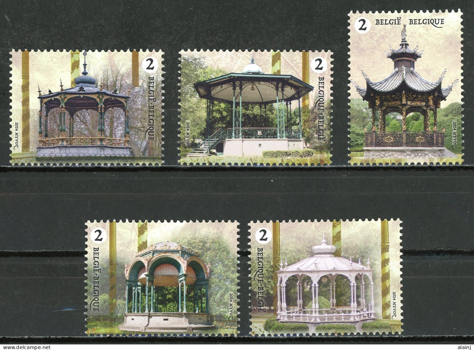 BE   5207 - 5211   XX    2024  ---    Kiosques à Musique  --  Timbres Du Bloc BL327 - Nuovi