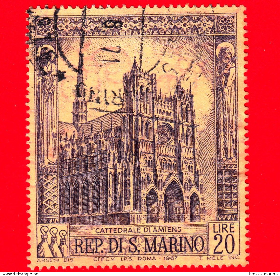 SAN MARINO - Usato - 1967 - Cattedrali Gotiche - Cattedrale Di Amiens - 20 - Gebruikt