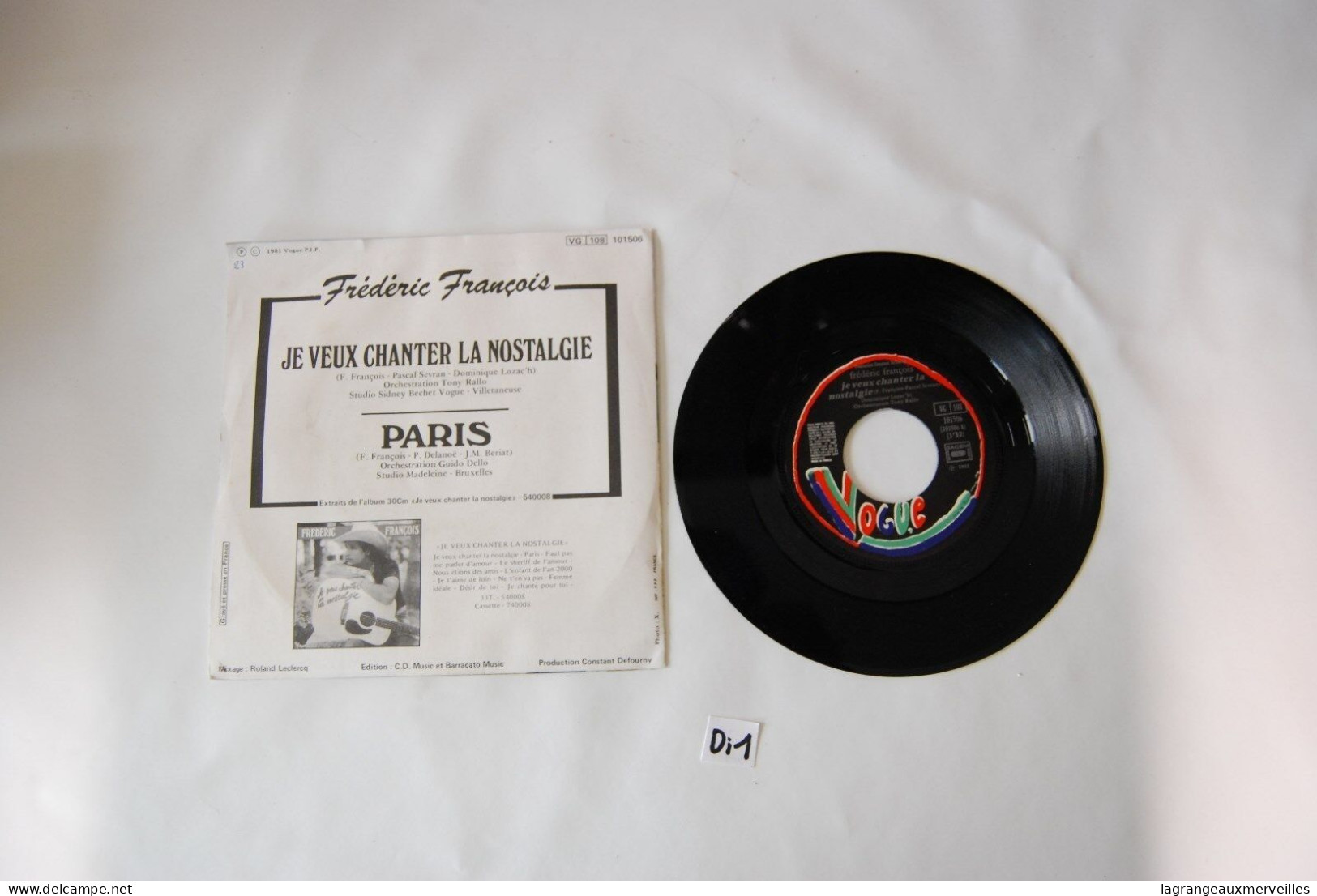 Di1- Vinyl 45 T - Fréderic François - Vogue 1981 - Paris - Je Veux Chanter 2 - Autres - Musique Française