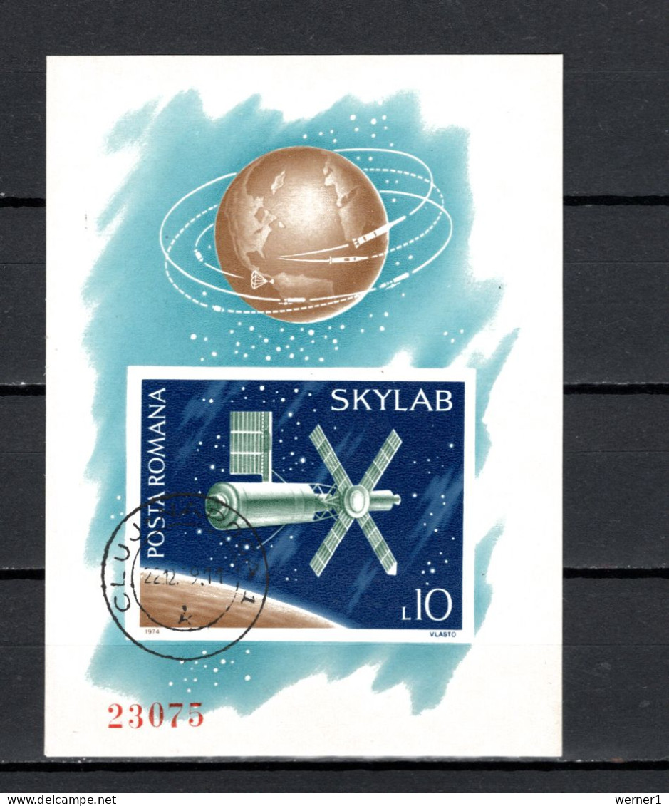 Romania 1974 Space, Skylab S/s Imperf. CTO -scarce- - Europa