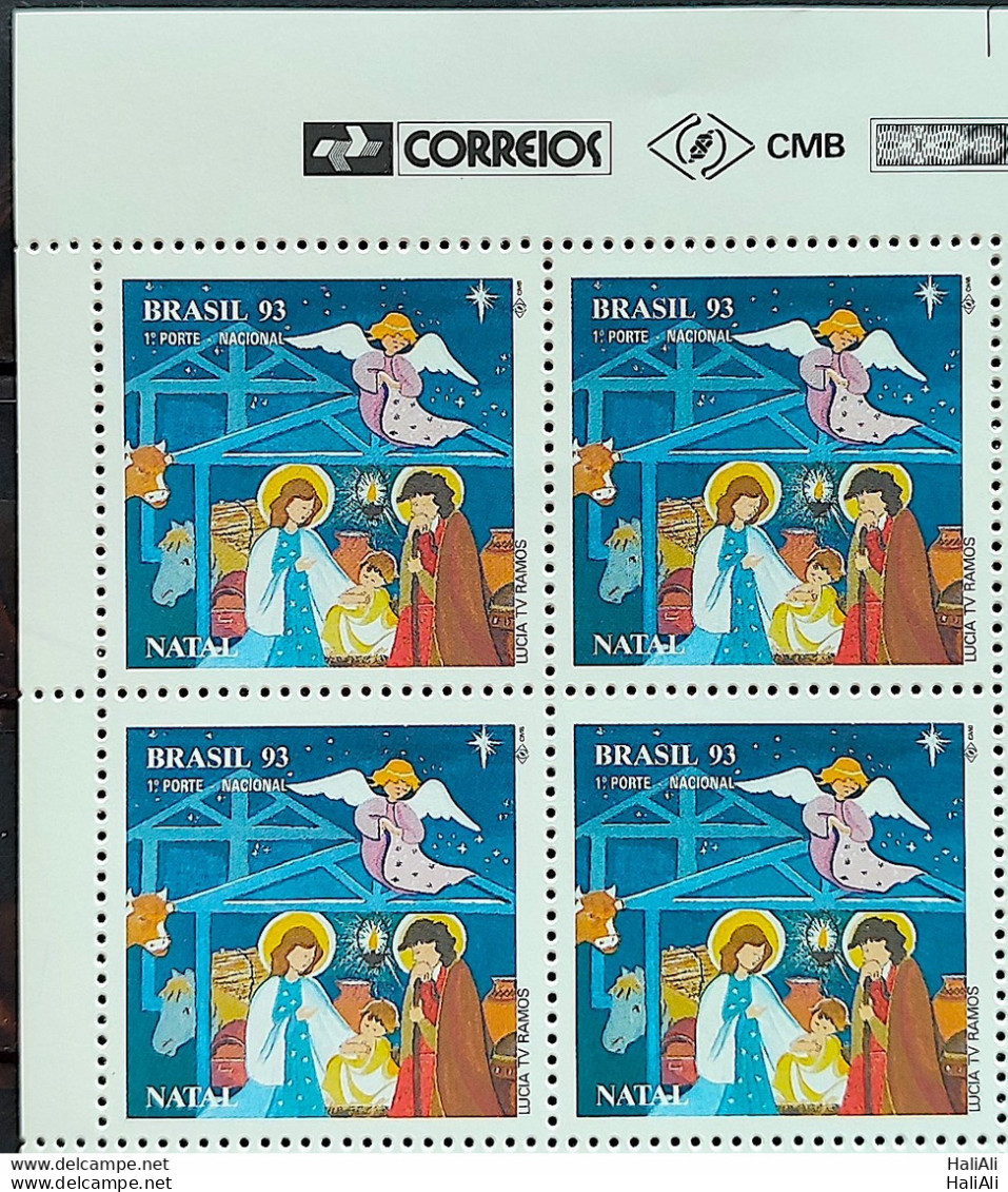 C 1878 Brazil Stamp Christmas Religion Jesus 1993 Block Of 4 Vignette Correios - Neufs