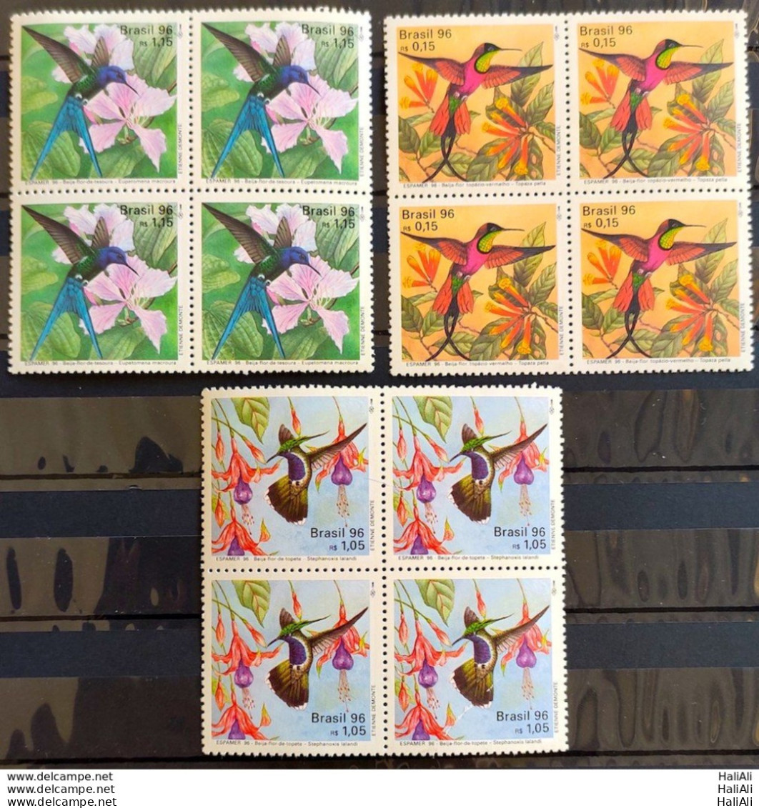 C 1993 Brazil Stamp Hummingbird Bird Fauna Flora 1996 Series Complete Block Of 4 - Neufs