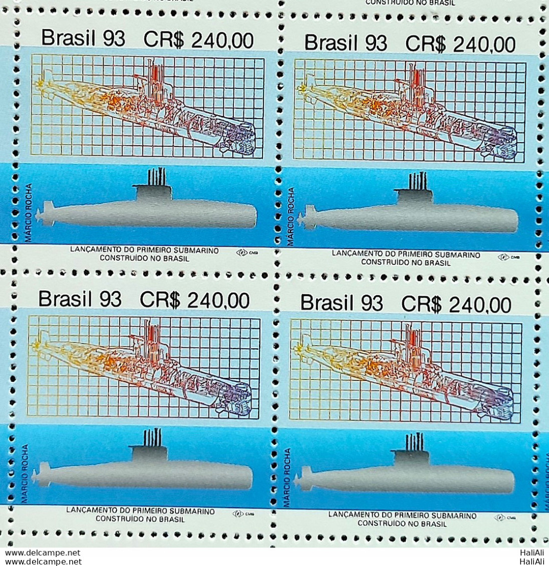 C 1877 Brazil Stamp Submarino Tamoio Military Ship 1993 Block Of 4 - Neufs