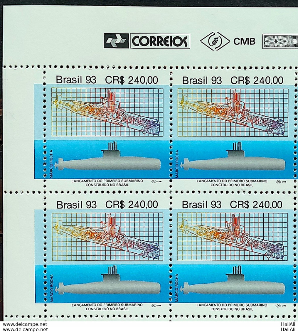 C 1877 Brazil Stamp Submarino Tamoio Military Ship 1993 Block Of 4 Vignette Correios - Neufs