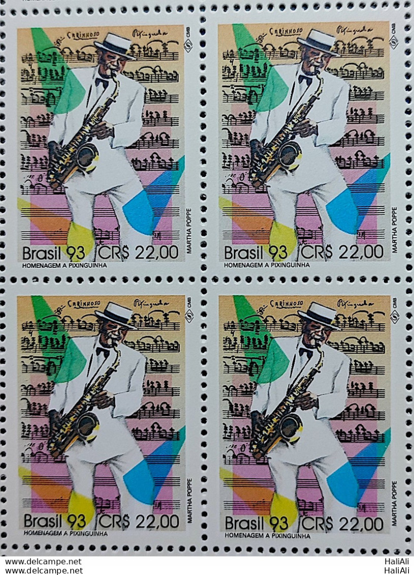 C 1868 Brazil Stamp Brazilian Composers Pixinguinha Music Saxophone 1993 Block Of 4 - Neufs