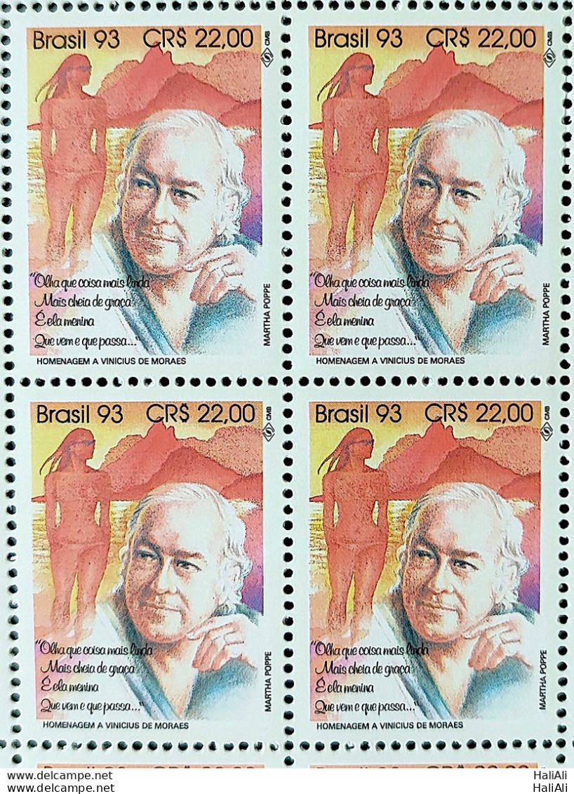 C 1867 Brazil Stamp Brazilian Composers Vinicius De Moraes Music 1993 Block Of 4 - Neufs