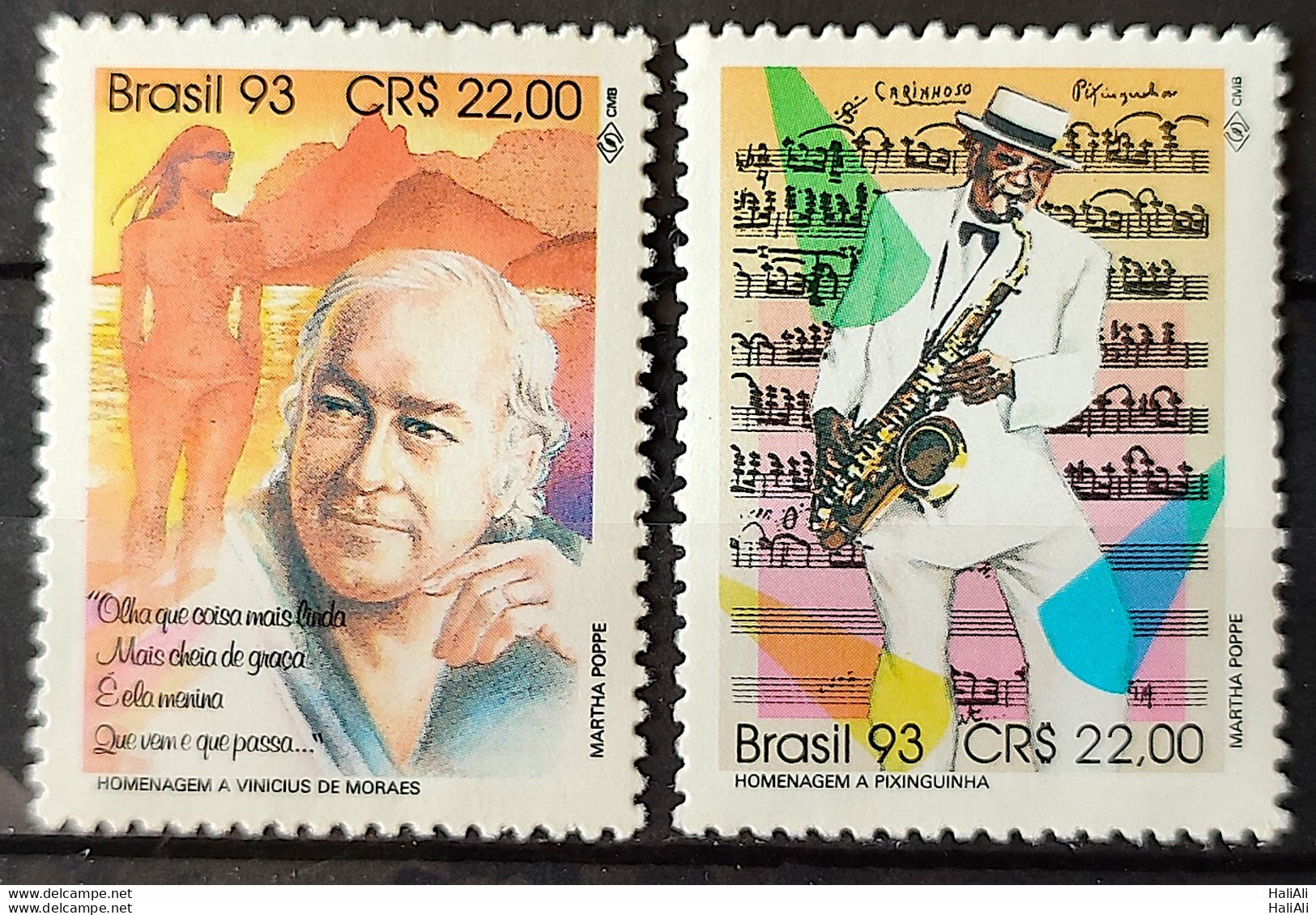 C 1867 Brazil Stamp Brazilian Composers Vinicius De Moraes Pixinguinha Music 1993 Complete Series - Neufs