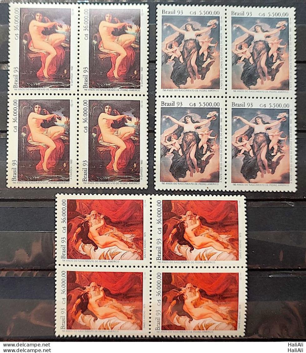 C 1837 Brazil Stamp 150 Years Old Pedro Americo Art 1993 Complete Series Block Of 4 - Ungebraucht