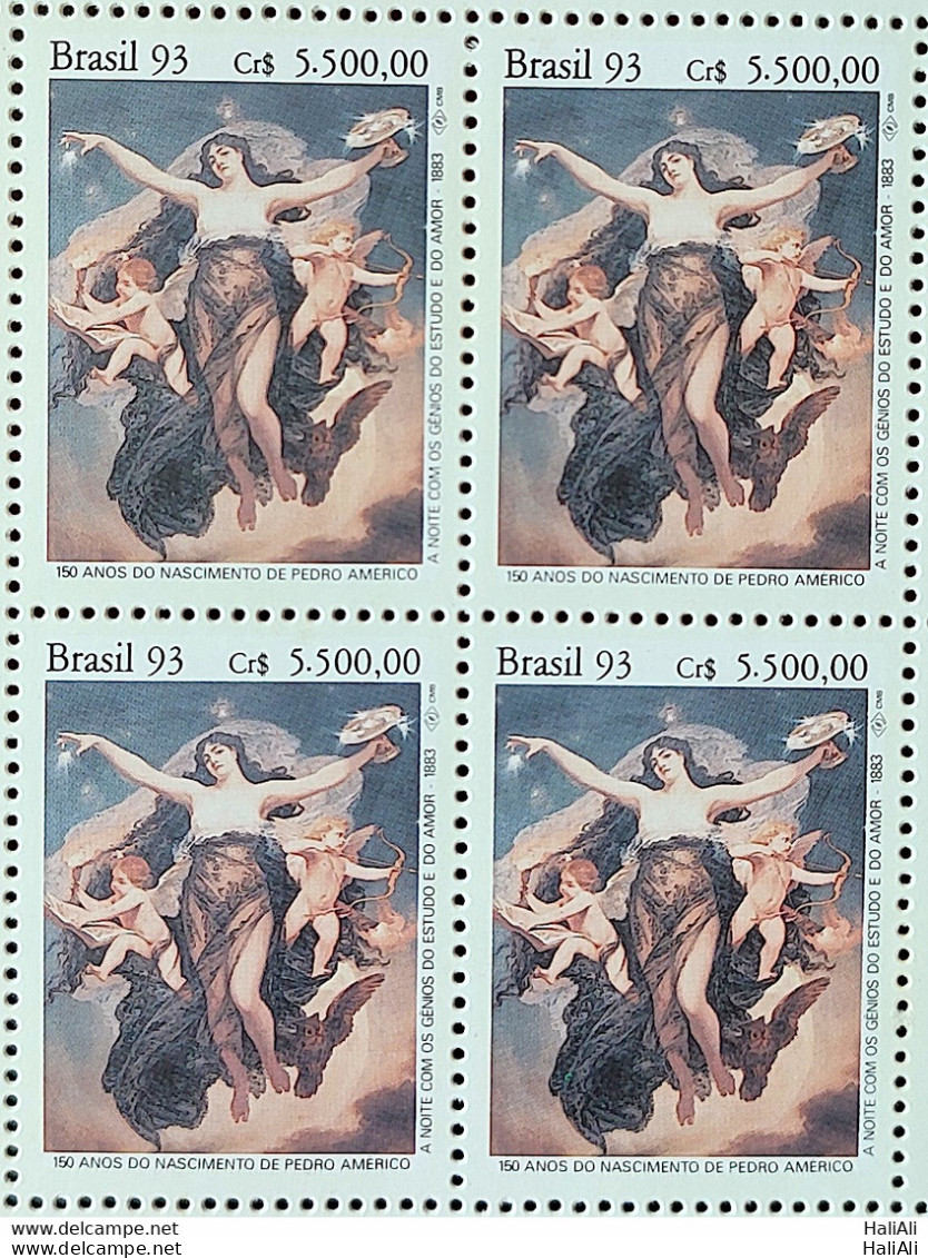 C 1837 Brazil Stamp 150 Years Old Pedro Americo Art 1993 Complete Series Block Of 4 - Unused Stamps