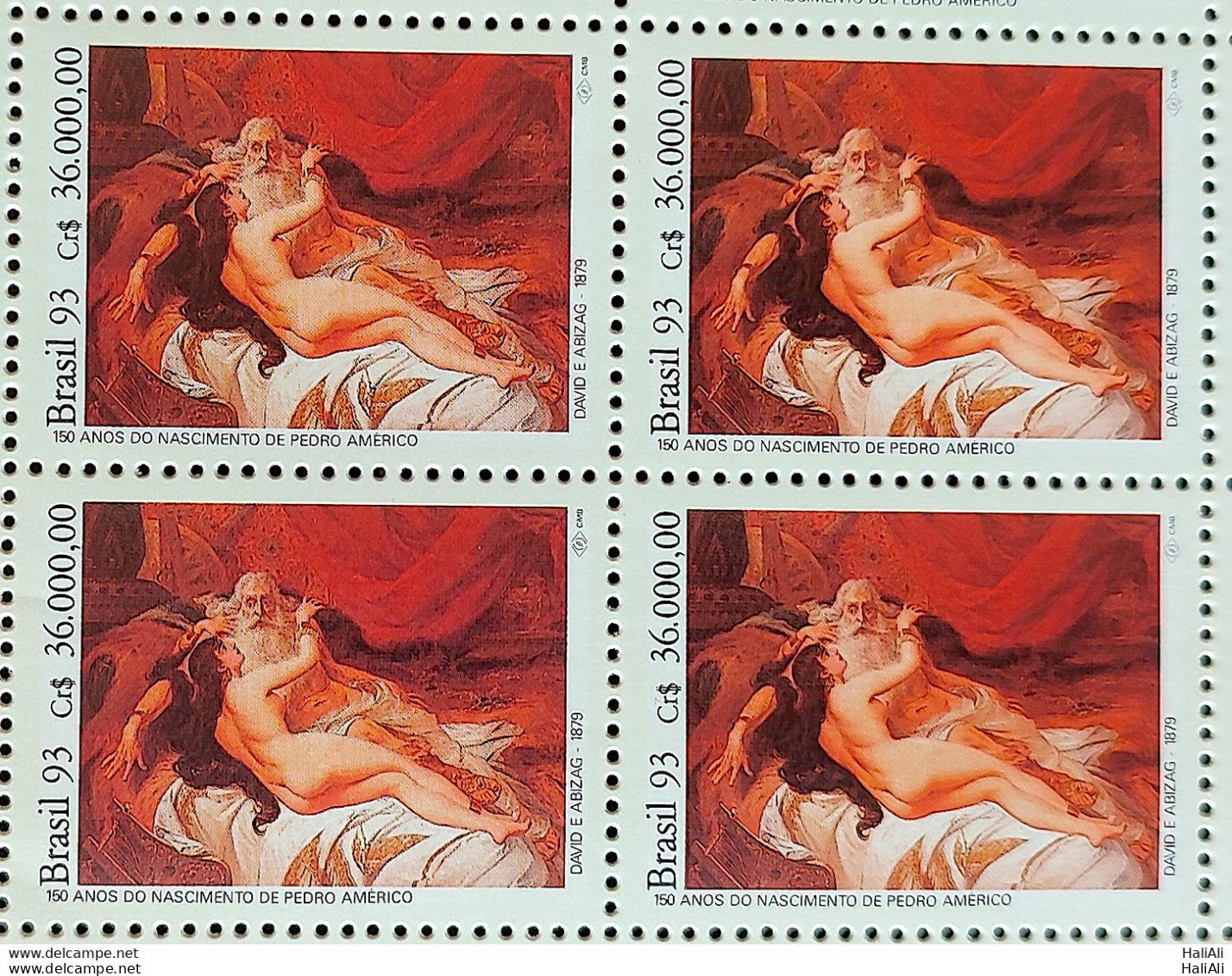 C 1837 Brazil Stamp 150 Years Old Pedro Americo Art 1993 Complete Series Block Of 4 - Ungebraucht