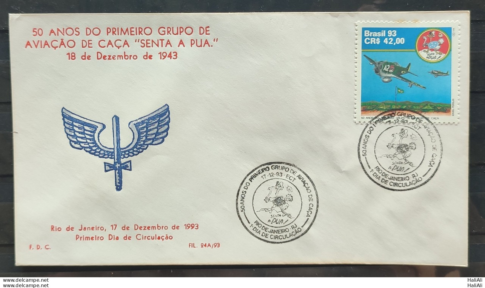 Brazil Envelope PVT FIL 24A 1993 Military Airplane CBC RJ - FDC