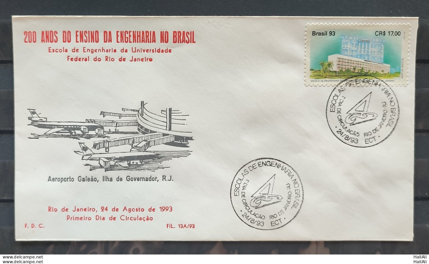 Brazil Envelope PVT FIL 12A 1993 School Of Engineering Education CBC RJ - FDC