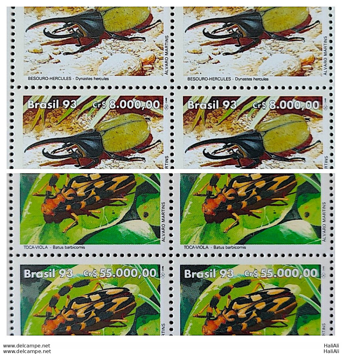 C 1840 Brazil Stamp Fauna Environment Insect Beetle 1993 Complete Series Block Of 4 - Unused Stamps