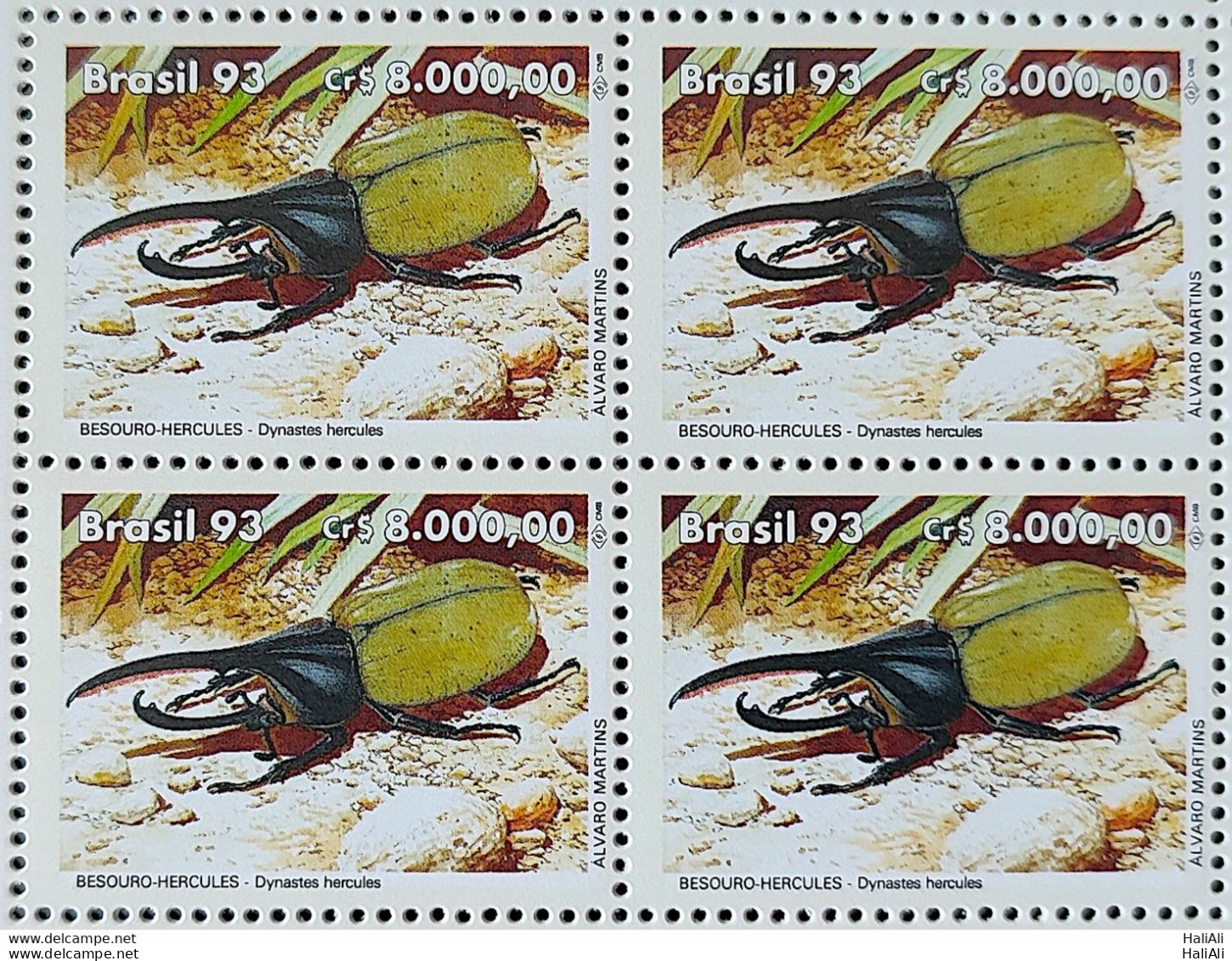 C 1840 Brazil Stamp Fauna Environment Insect Beetle 1993 Complete Series Block Of 4 - Unused Stamps