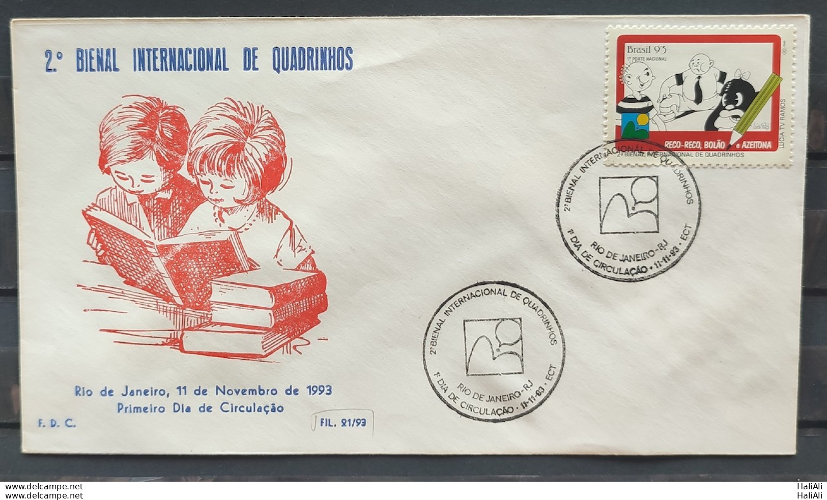 Brazil Envelope PVT FIL 021 1993 Comic Biennial CBC RJ Literature - FDC