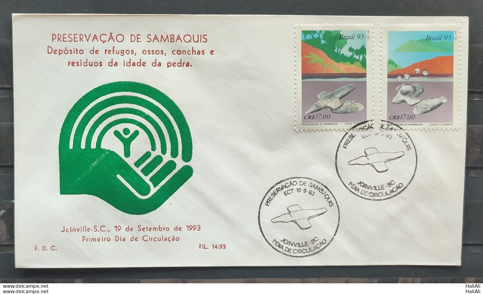 Brazil Envelope PVT FIL 014 1993 Preservation Of Sambaquis CBC SC - FDC