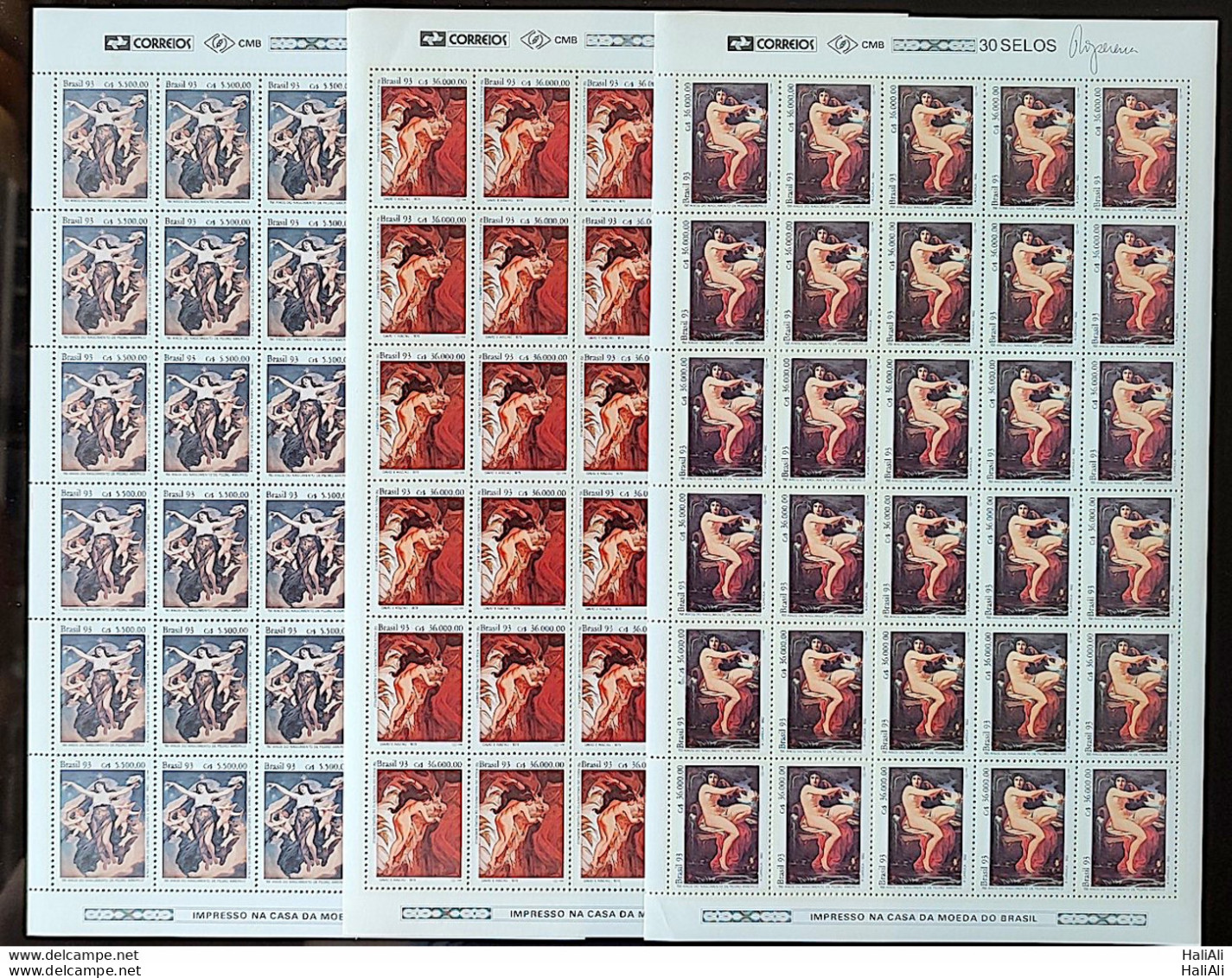 C 1837 Brazil Stamp 150 Years Old Pedro Americo Art 1993 Complete Series Sheet - Ungebraucht