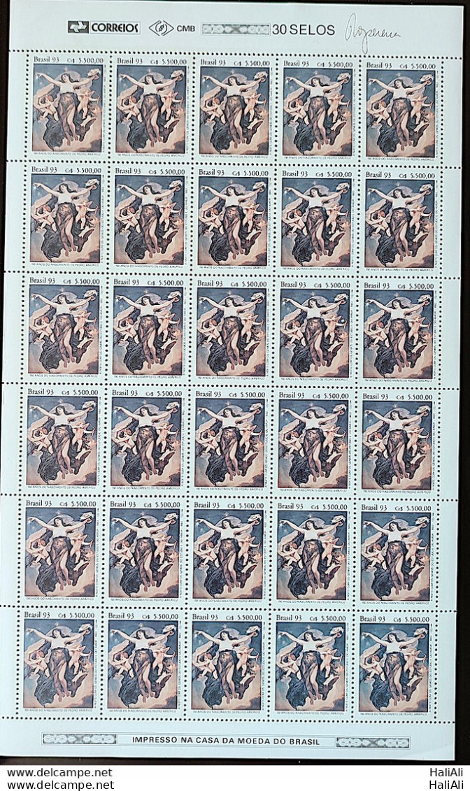 C 1837 Brazil Stamp 150 Years Old Pedro Americo Art 1993 Complete Series Sheet - Unused Stamps