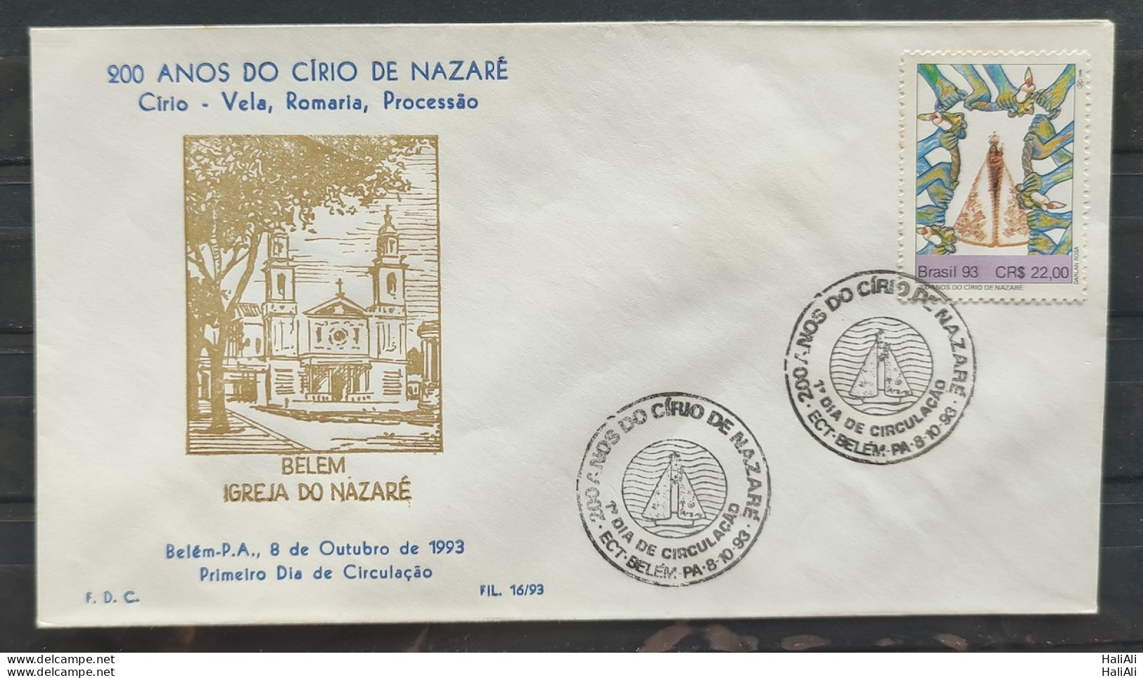 Brazil Envelope FDC 597 1993 Nazare Cirio Religion Aparecida CBC PA - FDC