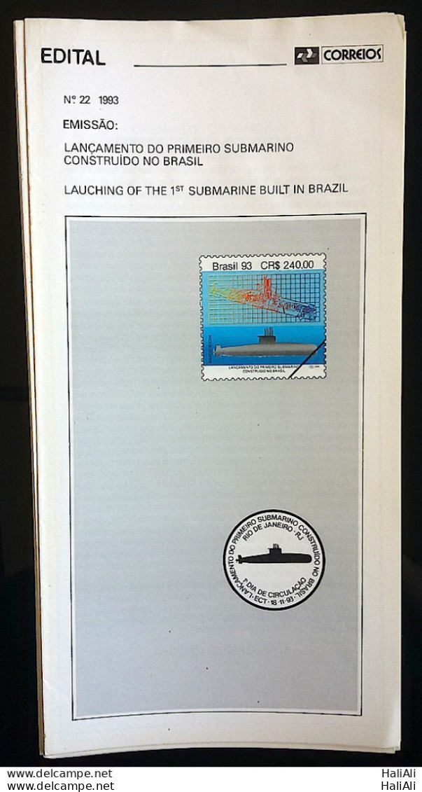 Brazil Brochure Edital 1993 22 Submarine Ship Without Stamp - Cartas & Documentos