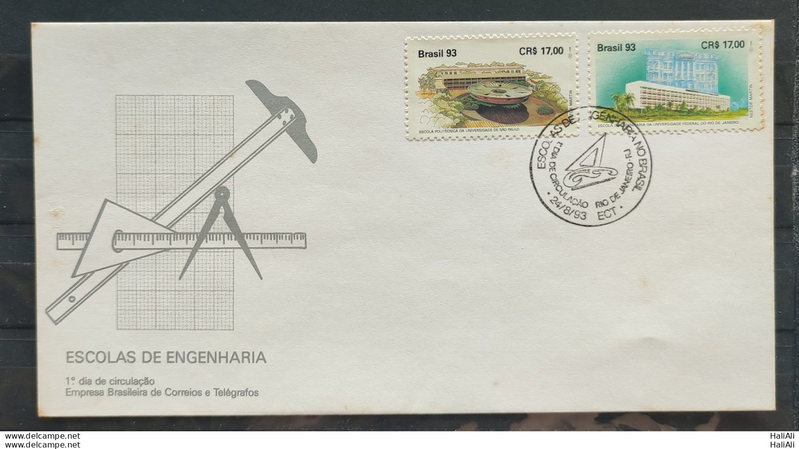 Brazil Envelope FDC 594 1993 ENGINEERING SCHOOL EDUCATION CBC RJ 01 - FDC