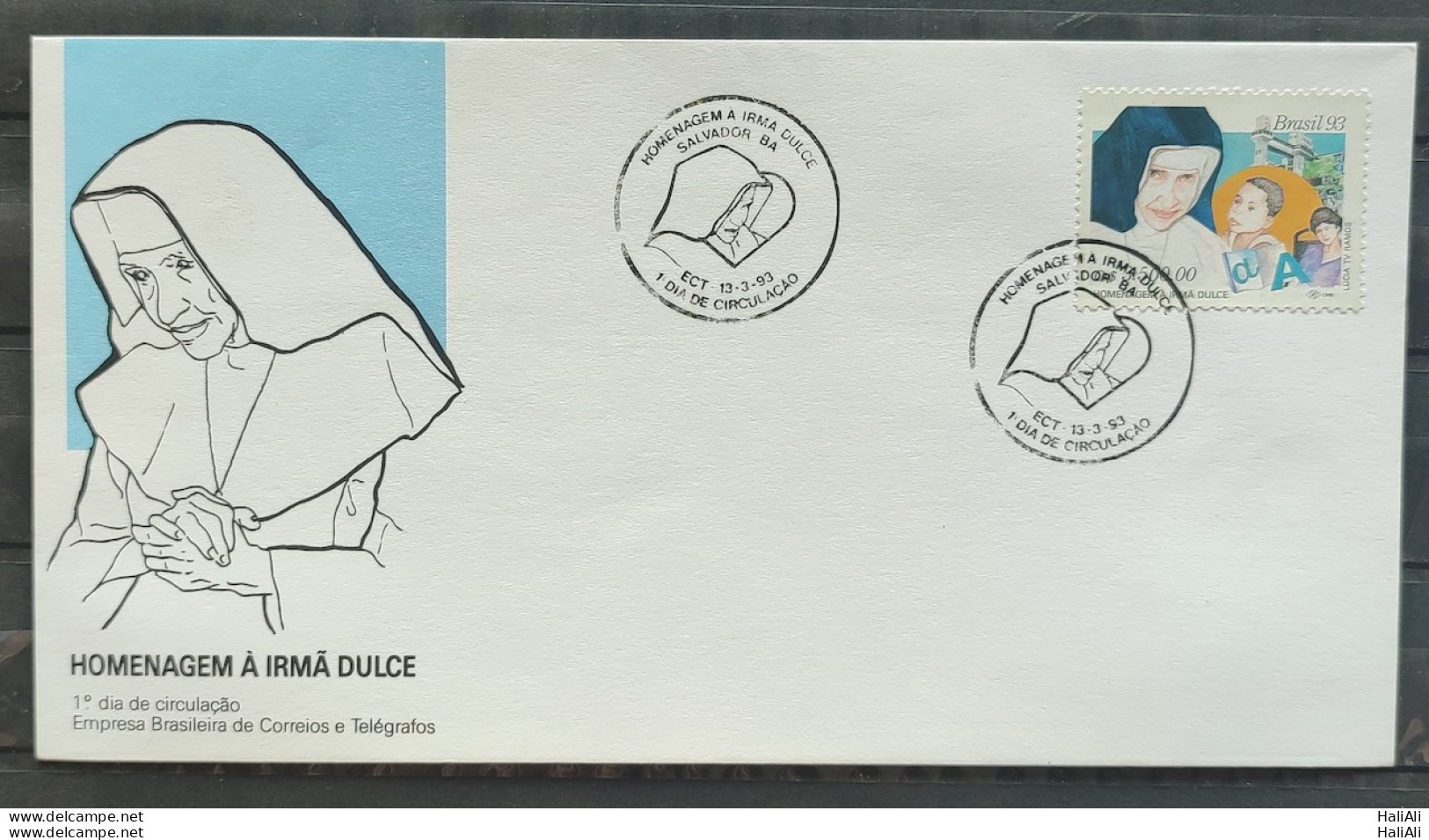 Brazil Envelope FDC 582 1993 Sister Dulce Religion Cbc Ba 02 - FDC