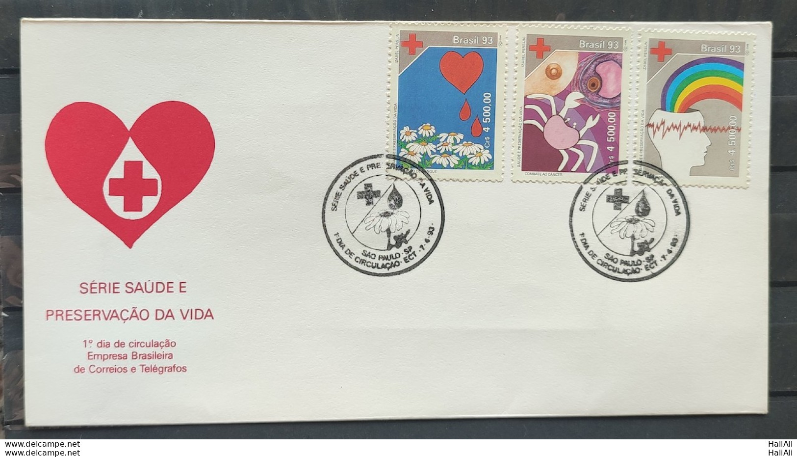 Brazil Envelope FDC 585 1993 Health Preservation Of Life Heart Cbc Sp - FDC