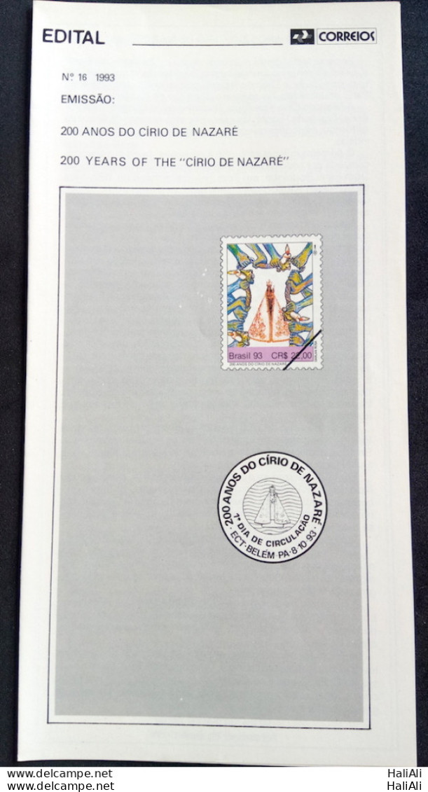 Brazil Brochure Edital 1993 16 Nazare Cirio Religion Without Stamp - Cartas & Documentos