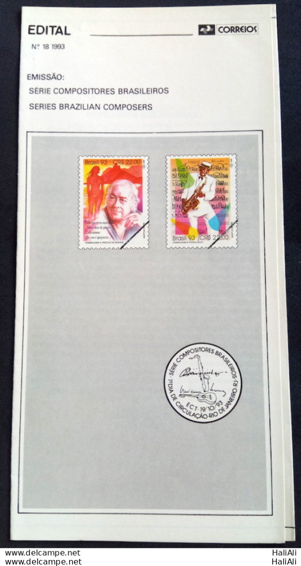 Brazil Brochure Edital 1993 18 Brazilian Composers Vinicius Musica Without Stamp - Cartas & Documentos