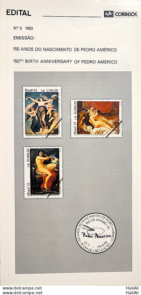 Brazil Brochure Edital 1993 05 Pedro Americo Art Without Stamp - Cartas & Documentos