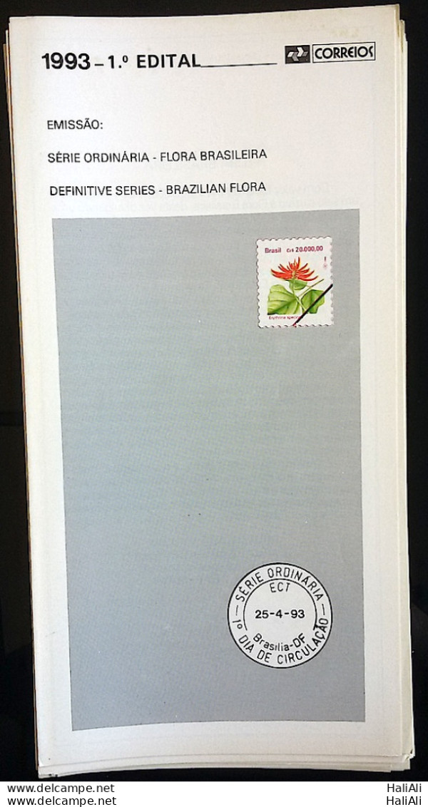 Brazil Brochure Edital 1993 01 Brazilian Flora Flower Without Stamp - Cartas & Documentos