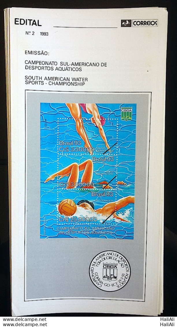 Brazil Brochure Edital 1993 02 Aquatic Sports Swimming Without Stamp - Cartas & Documentos