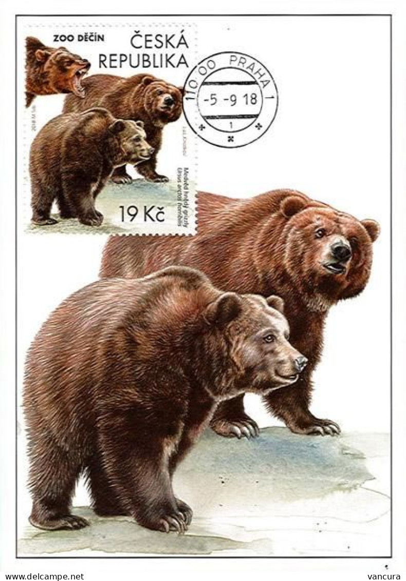 CM 991 Czech Rep. Nature Protection: Zoological Gardens III 2018 Grizzly Bear - Ours