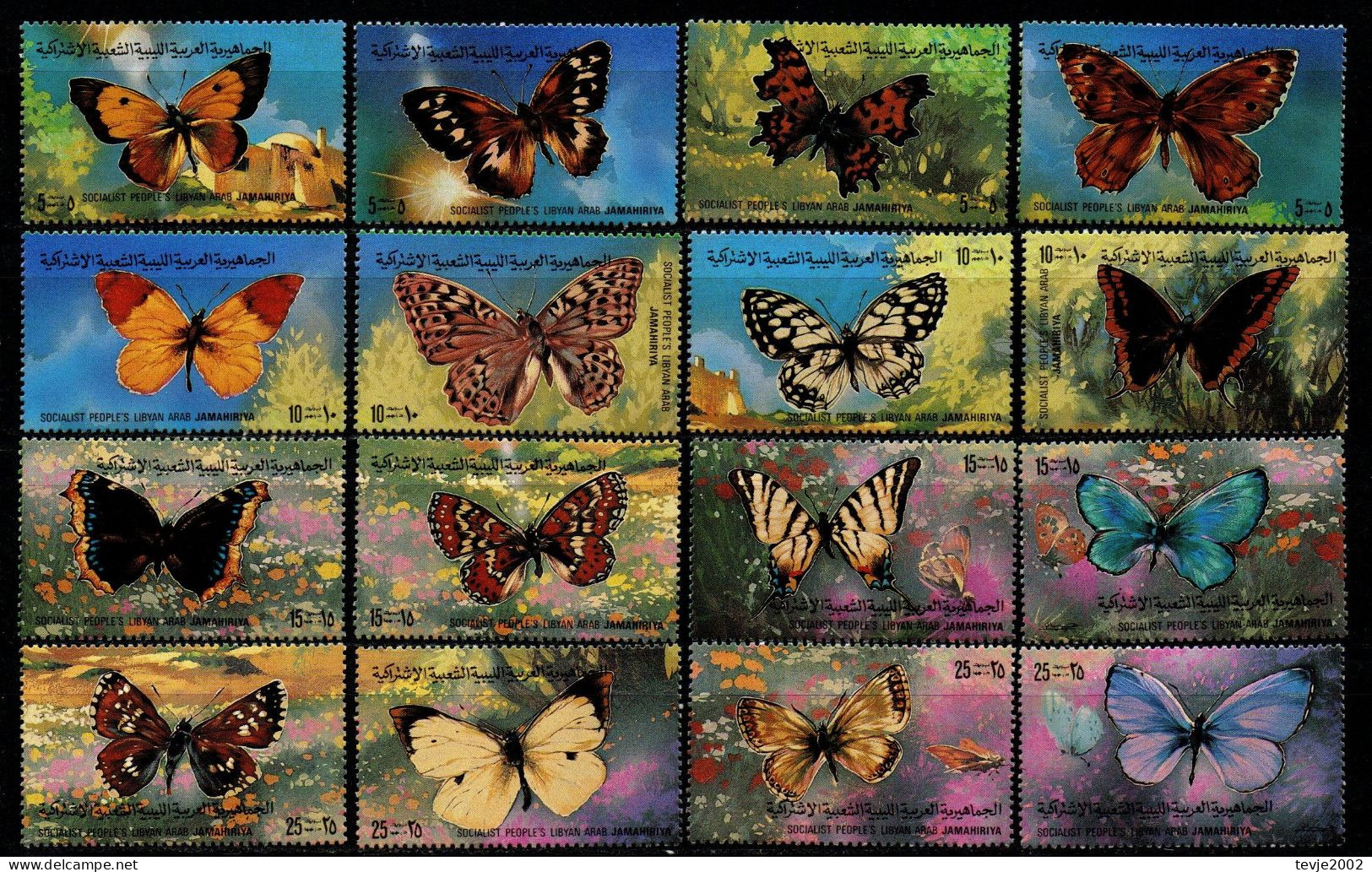 Libyen Libya 1981 - Mi.Nr. 922 - 937 - Postfrisch MNH - Tiere Animals Schmetterlinge Butterflies - Vlinders