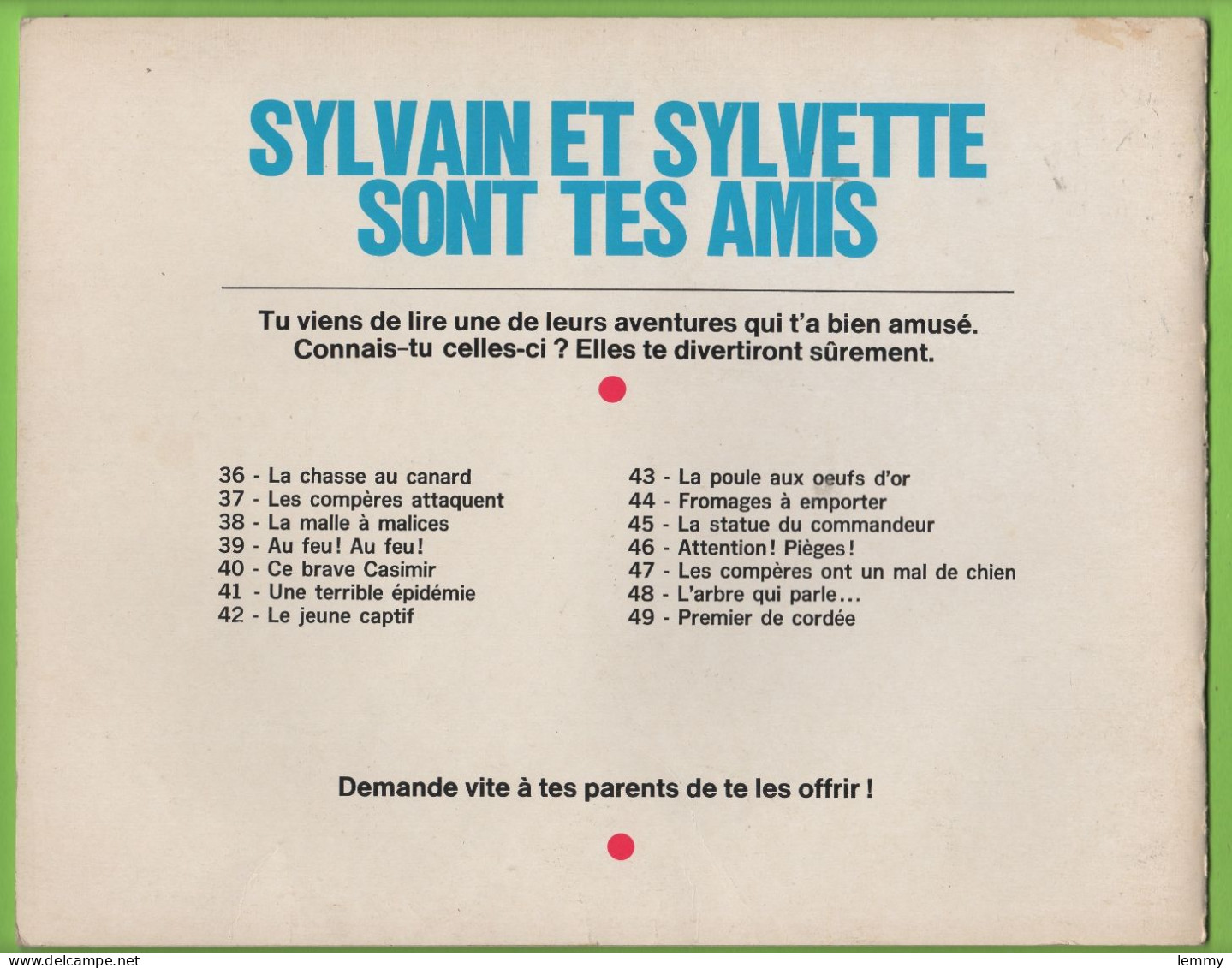 BD - LES AVENTURES DE SYLVAIN Et SYLVETTE - COMPÈRE OURS EST MAL EN POINT - N° 50- 1972 - Sylvain Et Sylvette