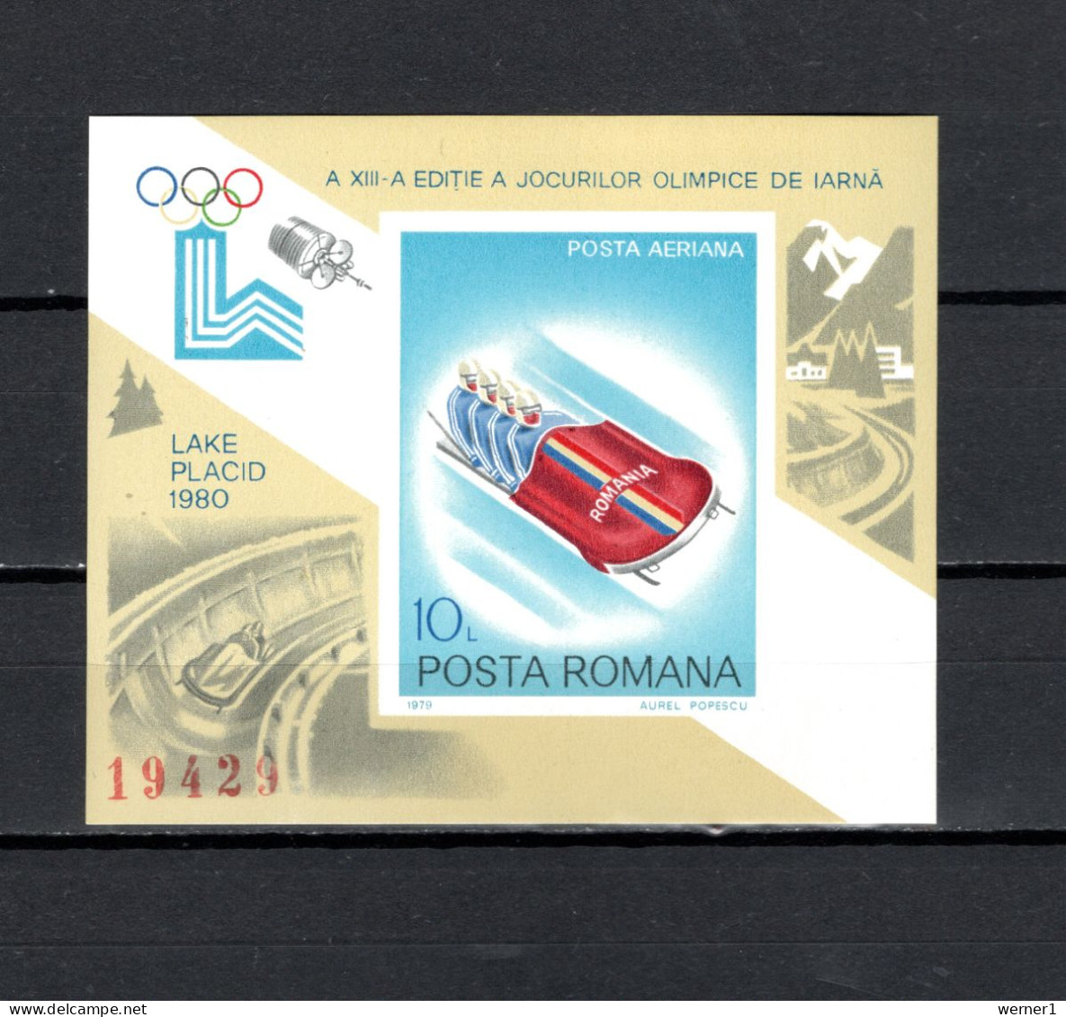 Romania 1979 Space, Olympic Games Lake Placid S/s Imperf. MNH - Europa