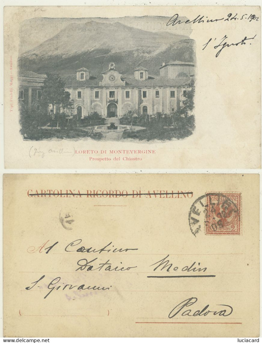 LORETO DI MONTEVERGINE -AVELLINO -PROSPETTO DEL CHIOSTRO 1902 - Avellino