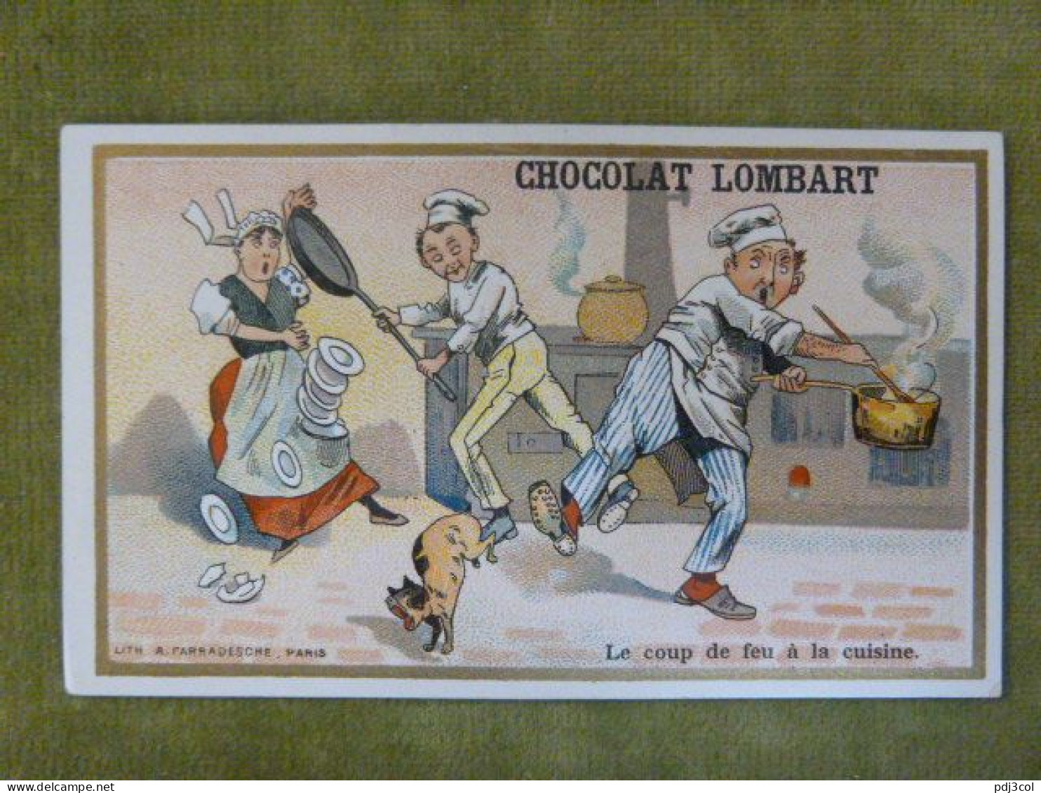 Le Coup De Feu à La Cuisine - Chocolat Lombart - Chromo Illustrée Humoristique - Lombart