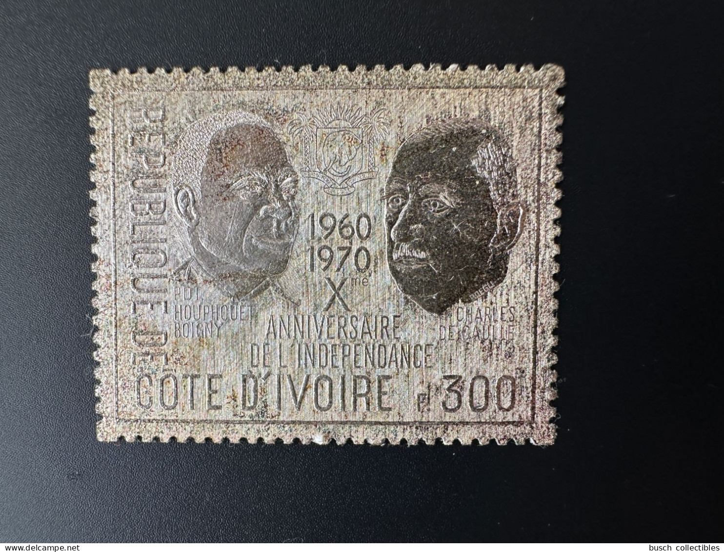 Côte D'Ivoire Ivory Coast Elfenbeinküste 1970 Mi. 368 Silver Argent De Gaulle Houphouet Independance - Côte D'Ivoire (1960-...)