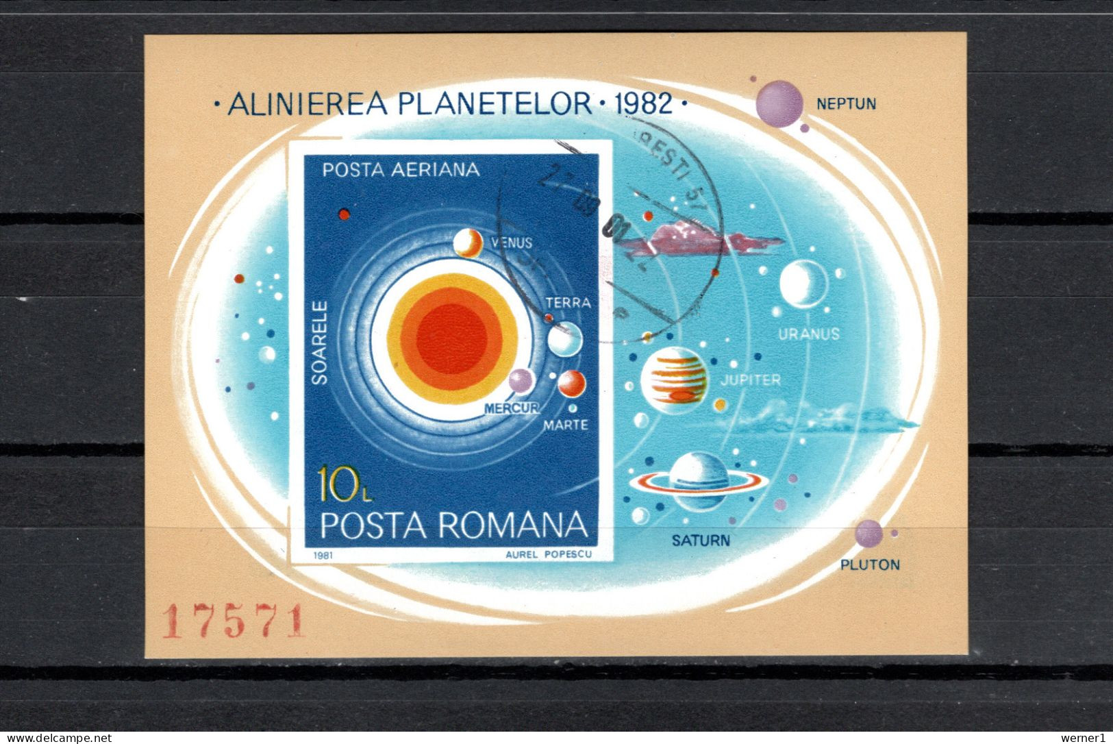 Romania 1981 Space, Planets S/s Imperf. CTO - Europe