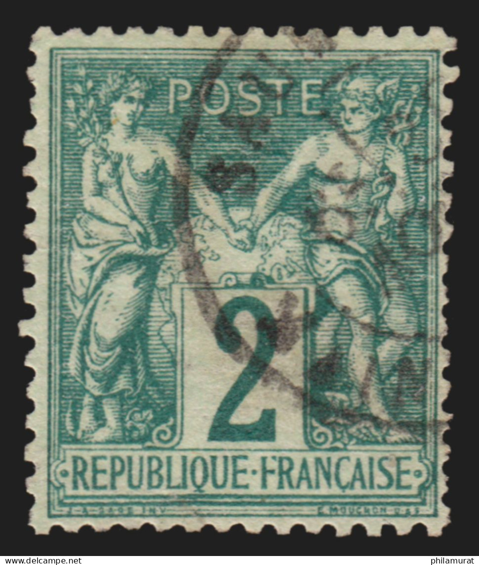 N°62, Sage 2c Vert, Type I, Oblitéré Càd SAUM(UR) Maine & Loire - B/TB - 1876-1878 Sage (Type I)