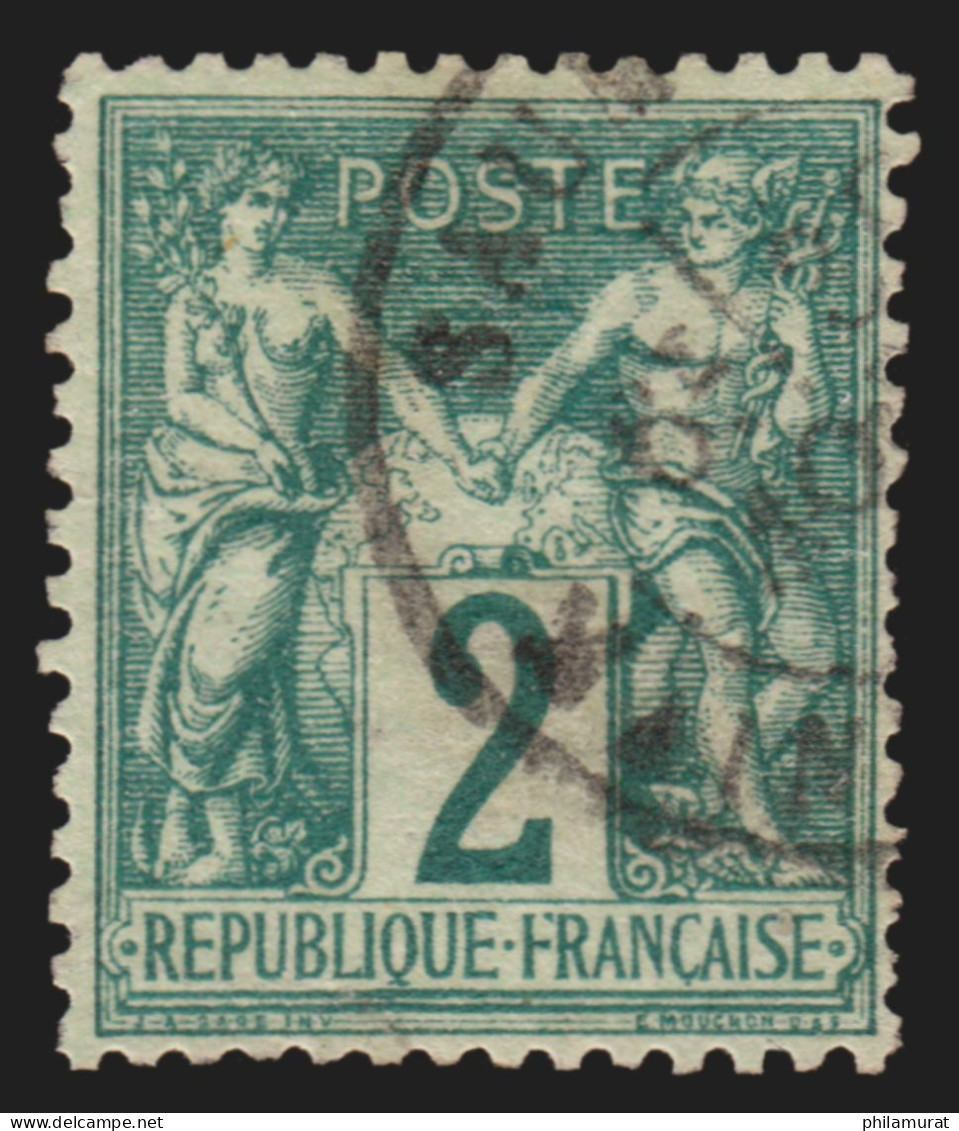 N°62, Sage 2c Vert, Type I, Oblitéré Càd SAUM(UR) Maine & Loire - B/TB - 1876-1878 Sage (Typ I)