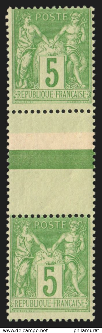 N°106a, Types II Et I Se Tenant, Sage 5c Vert-jaune, Neuf ** Sans Charnière TB - 1898-1900 Sage (Type III)